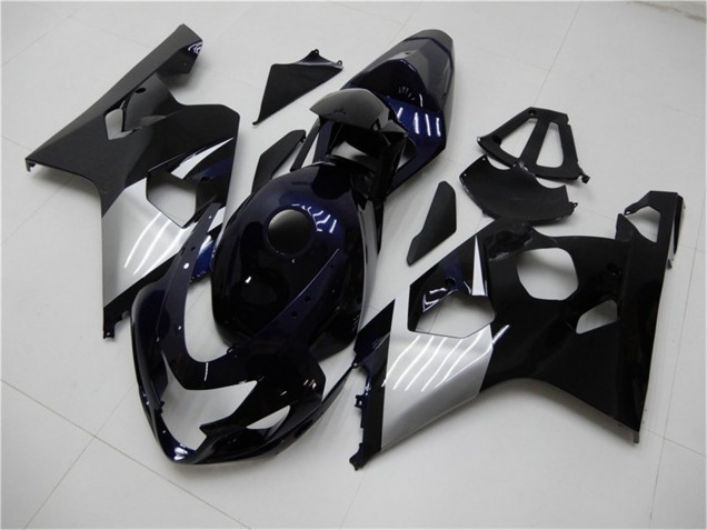 2004-2005 Suzuki GSXR 600/750 Motorcycle Fairings - Glossy Black Silver Blue