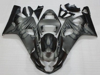 Shop 2004-2005 Suzuki GSXR 600/750 Motorcycle Fairings - Grey Black Flame