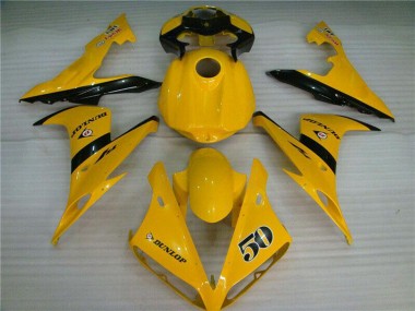 Shop 2004-2006 Yamaha YZF R1 Motorcycle Fairings - Yellow Glossy Black Dunlop 50