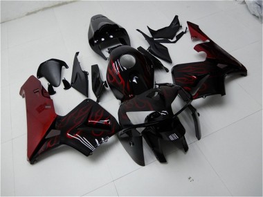 Shop 2005-2006 Honda CBR600RR Motorcycle Fairing Kits - Glossy Black Red Flame