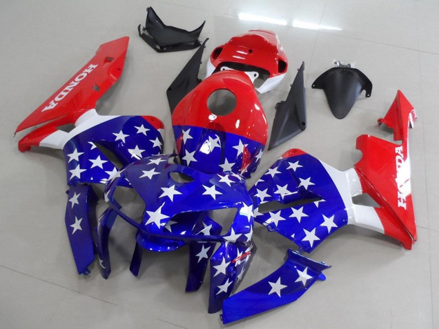 2005-2006 Honda CBR600RR Motorcycle Fairings - Red Blue White American Flag
