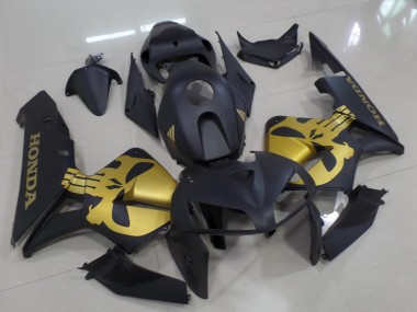 Shop 2005-2006 Honda CBR600RR Motorcycle Fairings - Matte Black with Gold Skull