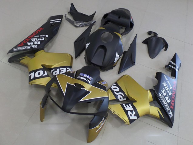 2005-2006 Honda CBR600RR Motorcycle Fairings - Matte Black Gold Repsol