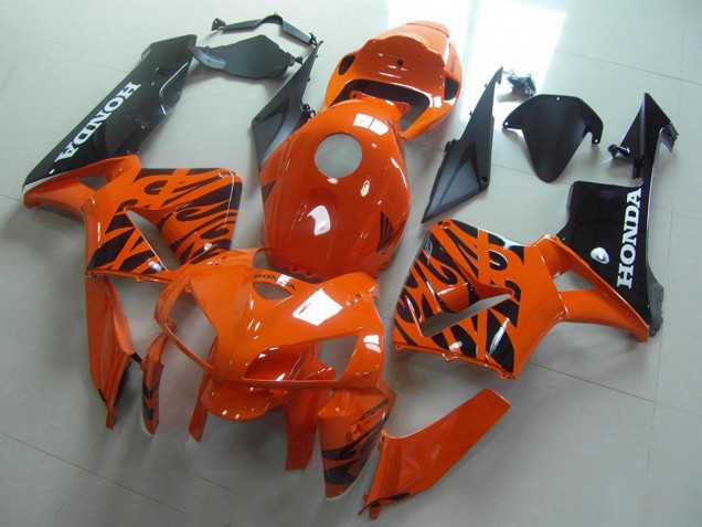 2005-2006 Honda CBR600RR Motorcycle Fairings - Orange Black Flame