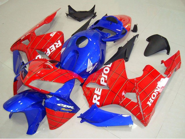 2005-2006 Honda CBR600RR Motorcycle Fairings - Blue Red Spider Man Repsol