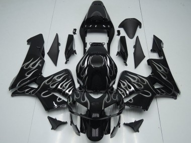 Shop 2005-2006 Honda CBR600RR Motorcycle Fairings - Glossy Black Silver Flame