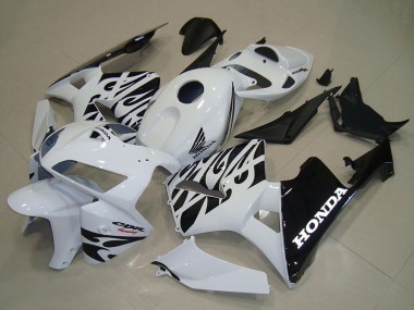 Shop 2005-2006 Honda CBR600RR Motorcycle Fairings - White Black Flame