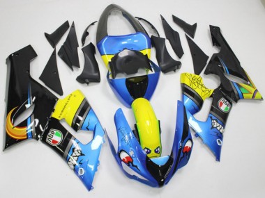 Shop 2005-2006 Kawasaki ZX6R Motorcycle Fairings - Blue Yellow Black Shark