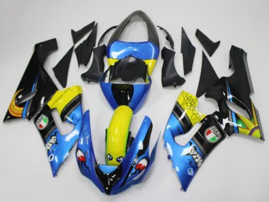 Shop 2005-2006 Kawasaki ZX6R Motorcycle Fairings - Blue Yellow Black Shark