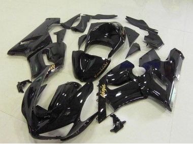 Shop 2005-2006 Kawasaki ZX6R Motorcycle Fairings - Glossy Black Gold Decals
