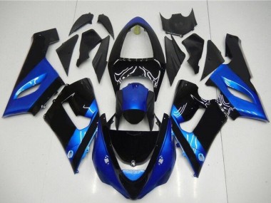 Shop 2005-2006 Kawasaki ZX6R Motorcycle Fairing Kits - Blue Glossy Black
