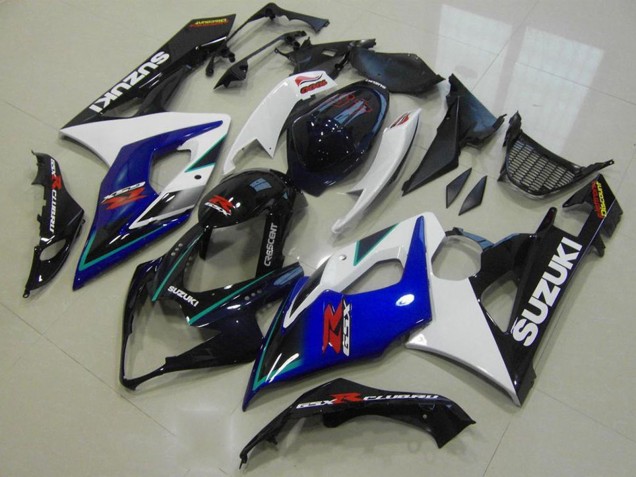 2005-2006 Suzuki GSXR 1000 Motorcycle Fairings - White Blue Glossy Black