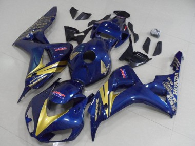 Shop 2006-2007 Honda CBR1000RR Motorcycle Fairings - Dark Blue Gold Stripe