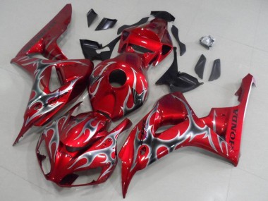 Shop 2006-2007 Honda CBR1000RR Motorcycle Fairings - Red Black Silver Flame