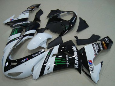 Shop 2006-2007 Kawasaki ZX10R Motorcycle Fairings - White Glossy Black Green Elf Monster