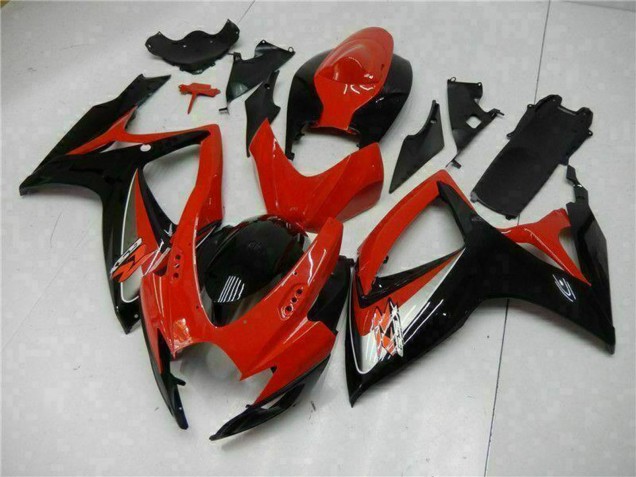2006-2007 Suzuki GSXR 600/750 Motorcycle Fairings - Red Glossy Black