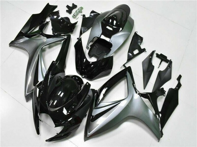 2006-2007 Suzuki GSXR 600/750 Motorcycle Fairings - Silver Glossy Black