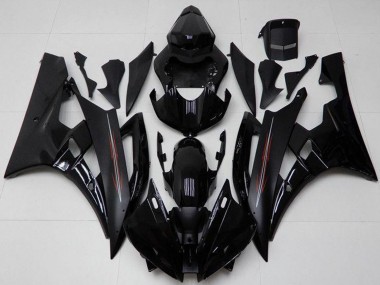 Shop 2006-2007 Yamaha YZF R6 Motorcycle Fairing Kits - Glossy Black Matte Black