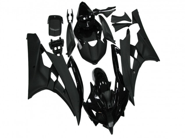 2006-2007 Yamaha YZF R6 Motorcycle Fairing - Glossy Black Matte Black