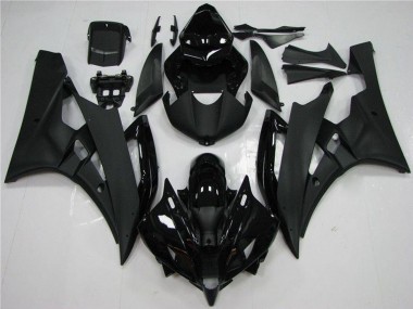 Shop 2006-2007 Yamaha YZF R6 Motorcycle Fairing - Glossy Black Matte Black