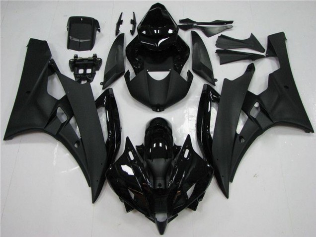 2006-2007 Yamaha YZF R6 Motorcycle Fairing - Glossy Black Matte Black
