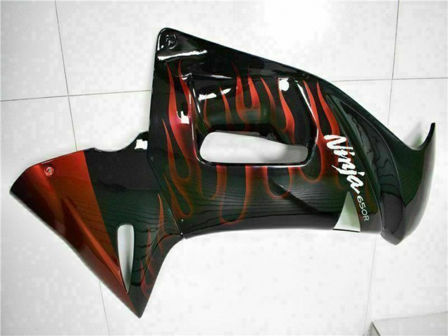2006-2008 Kawasaki EX650 Motorcycle Fairings - Glossy Black Red Flame