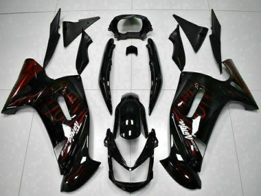 Shop 2006-2008 Kawasaki EX650 Motorcycle Fairings - Glossy Black Red Flame