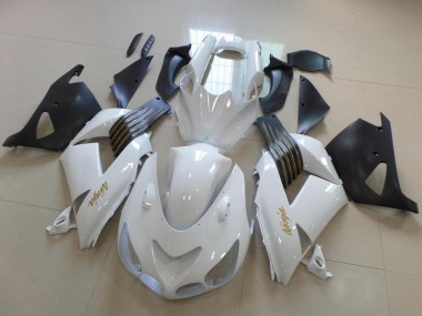 Shop 2006-2011 Kawasaki ZX14R ZZR1400 Motorcycle Fairings - White Matte Black Gold Ninja