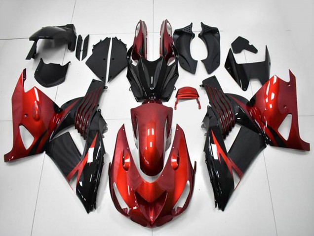2006-2011 Kawasaki ZX14R ZZR1400 Motorcycle Fairings - Red Black