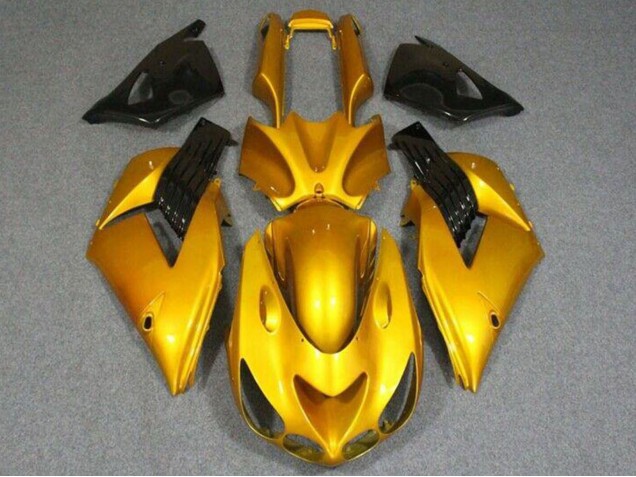 2006-2011 Kawasaki ZX14R ZZR1400 Motorcycle Fairings - Gold Glossy Black
