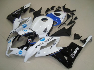 Shop 2007-2008 Honda CBR600RR Motorcycle Fairings - White Blue Glossy Black Konica Minolta