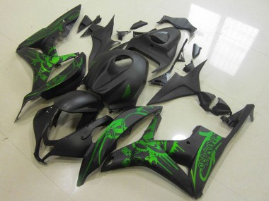 Shop 2007-2008 Honda CBR600RR Motorcycle Fairings - Green Matte Black Skull