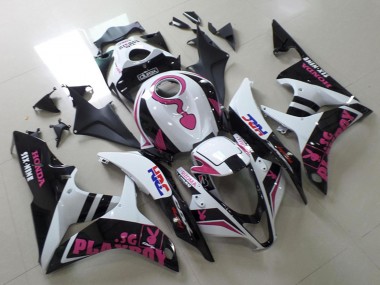 Shop 2007-2008 Honda CBR600RR Motorcycle Fairings - White Pink Matte Black HRC Playboy with Durex