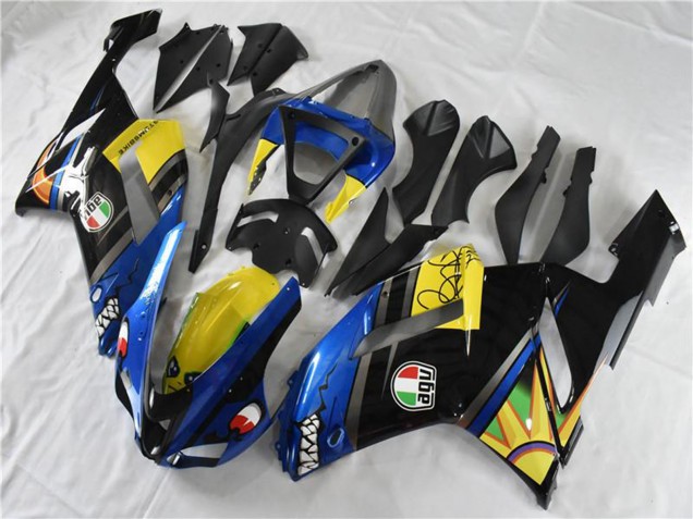 2007-2008 Kawasaki ZX6R Motorcycle Fairings - Blue Shark