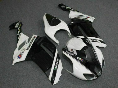 Shop 2007-2008 Kawasaki ZX6R Motorcycle Fairings - Black White Elf