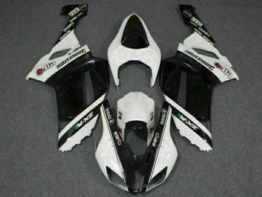 Shop 2007-2008 Kawasaki ZX6R Motorcycle Fairings - Black White Elf