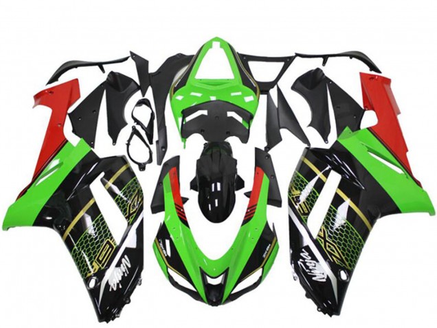 2007-2008 Kawasaki ZX6R Motorcycle Fairing - Green Black