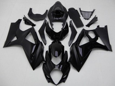 Shop 2007-2008 Suzuki GSXR 1000 Motorcycle Fairings - Glossy Black Matte Black No Decal