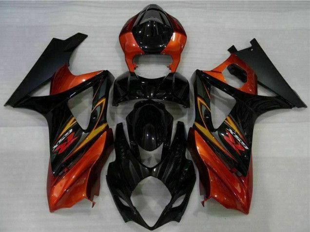 2007-2008 Suzuki GSXR 1000 Motorcycle Fairings - Black Orange