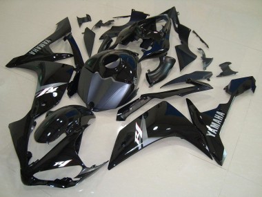Shop 2007-2008 Yamaha YZF R1 Motorcycle Fairings - Glossy Black Matte Black White Decal