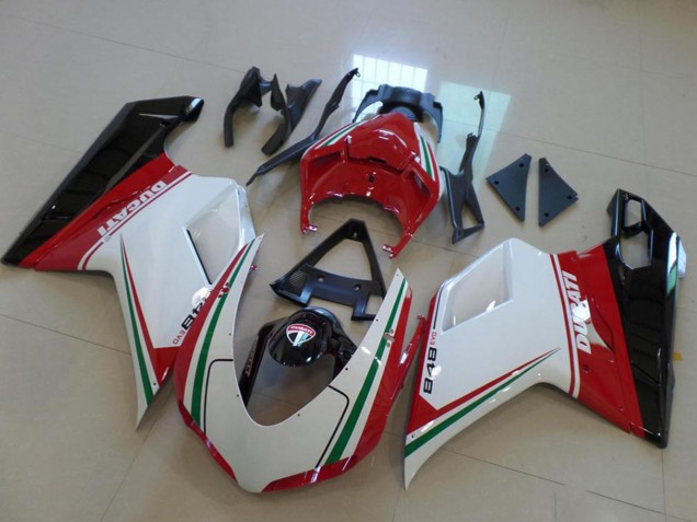 2007-2014 Ducati 848 Motorcycle Fairing - White Red Green Glossy Black
