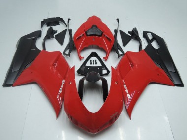 Shop 2007-2014 Ducati 848 Motorcycle Fairings - Red Matte Black OEM Style