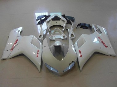 Shop 2007-2014 Ducati 848 Motorcycle Fairings - Glossy White Red Decals