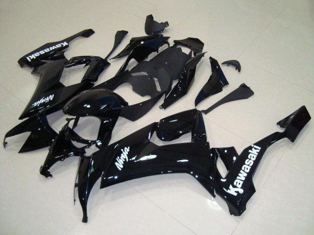 2008-2010 Kawasaki ZX10R Motorcycle Fairing - Glossy Black White Decal