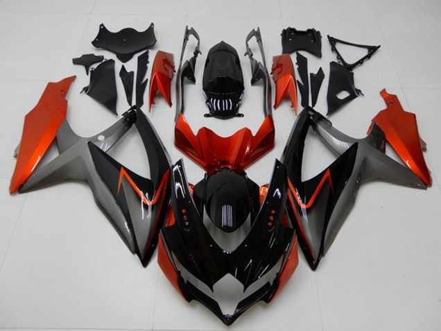2008-2010 Suzuki GSXR 600/750 Motorcycle Fairings - Orange Grey Glossy Black