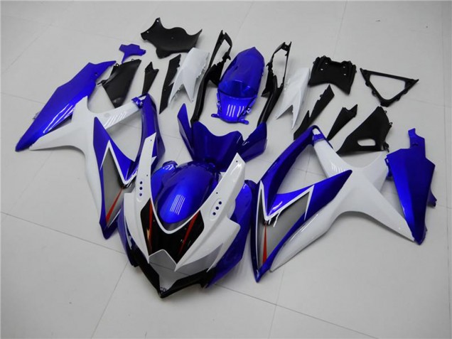 2008-2010 Suzuki GSXR 600/750 Motorcycle Fairings - White Blue Black Red Line
