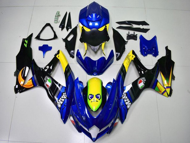 2008-2010 Suzuki GSXR 600/750 Motorcycle Fairings - Blue Yellow Shark