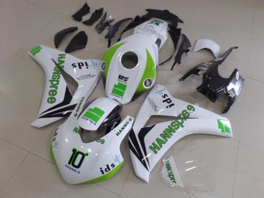 Shop 2008-2011 Honda CBR1000RR Motorcycle Fairings - White Green Glossy Black Hannspree 10