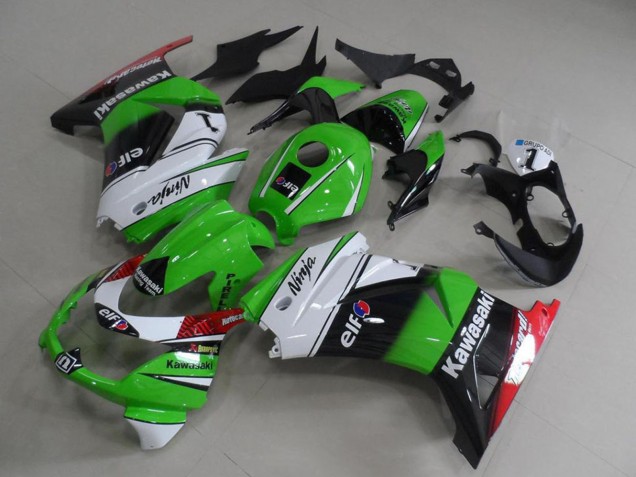 2008-2012 Kawasaki ZX250R Motorcycle Fairings - White Green Black Red Elf