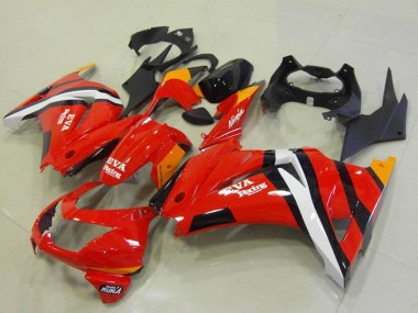 Shop 2008-2012 Kawasaki ZX250R Motorcycle Fairings - Red Orange White Black Eva Racing